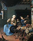 Willem Van Mieris Canvas Paintings - The Spinner